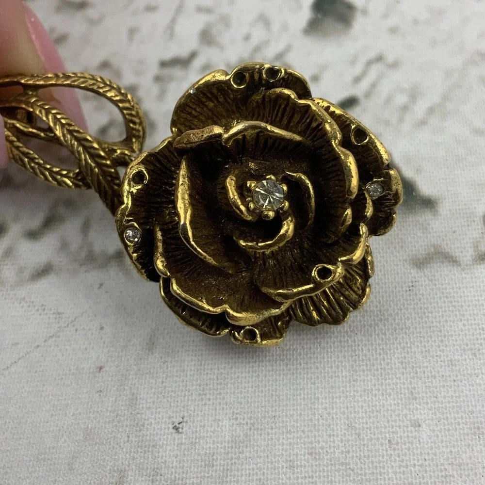 Vintage‎ Goldette Rose Brooch Gold Toned Beautiful 2.5